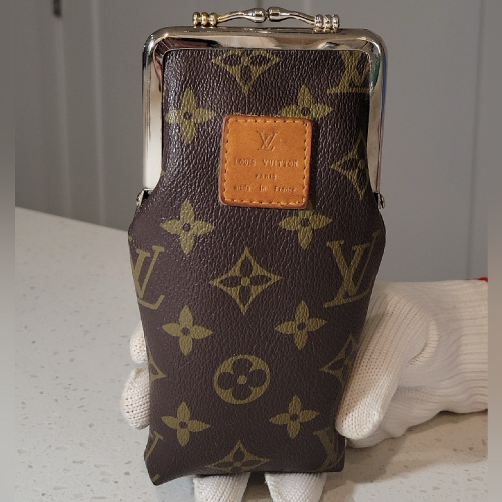 Rare Vintage 1989 Louis Vuitton Brown and Gold Monogram Glasses Case